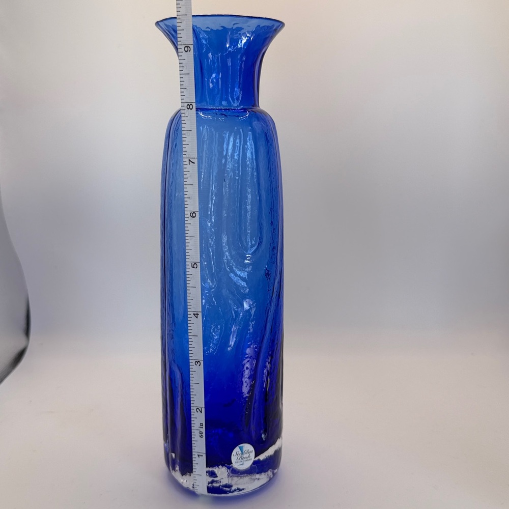 Vintage Sea Glasbruk Cobalt Blue Art Glass Vase by Rune Strand, Sweden, c. 1970s - Picture 7 of 7